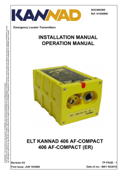 INSTALLATION MANUAL OPERATION MANUAL Emergency Locator Transmitters DOC08038D