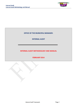 OFFICE OF THE MUNICIPAL MANAGER:  INTERNAL AUDIT INTERNAL AUDIT METHODOLOGY AND MANUAL