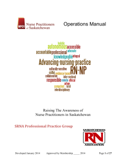 Operations Manual Raising The Awareness of Nurse Practitioners in Saskatchewan