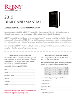 2015 DIARY AND MANUAL ADVERTISING RATES AND INFORMATION