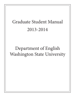 Graduate Student Manual 2013-2014 Department of English Washington State University