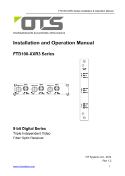 Installation and Operation Manual FTD100-XXR3 Series  8-bit Digital Series