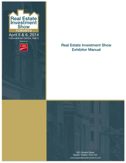 Real Estate Investment Show Exhibitor Manual 1921 Gordon Street