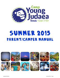 SUMMER 2015 PARENT/CAMPER MANUAL Updated 9/5/2014 Summer 2015    Page 1