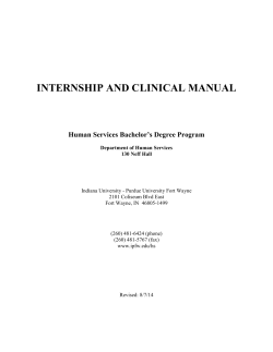 INTERNSHIP AND CLINICAL MANUAL  Human Services Bachelor’s Degree Program