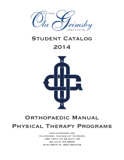Student Catalog 2014 Orthopaedic Manual Physical Therapy Programs
