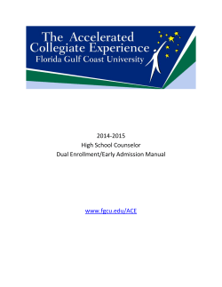 2014-2015 High School Counselor Dual Enrollment/Early Admission Manual