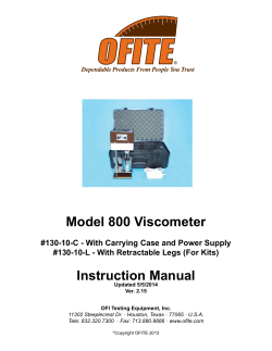 Model 800 Viscometer Instruction Manual #130-10-L - With Retractable Legs (For Kits)