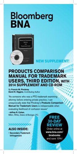 Products comParison manual for trademark users, tHird edition, new suPPlement!