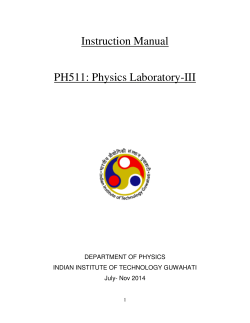 Instruction Manual  PH511: Physics Laboratory-III DEPARTMENT OF PHYSICS