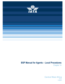 BSP Manual for Agents – Local Procedures Chapter 14 Central West Africa