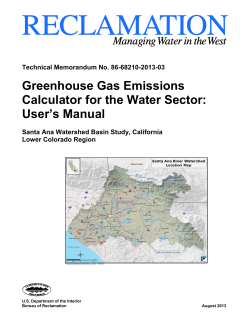 Greenhouse Gas Emissions Calculator for the Water Sector: ’s Manual User