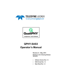 QPHY-SAS3 Operator’s Manual Revision A – May, 2014