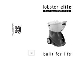 lobster elite Owner s Manual Elite Models 1 - 3