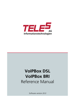 VoIPBox DSL VoIPBox BRI Reference Manual Software version 20.0