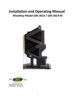 Installation and Operating Manual WiseWay Model GW-2014 / GW-2014-W  1