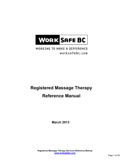 Registered Massage Therapy Reference Manual March 2013