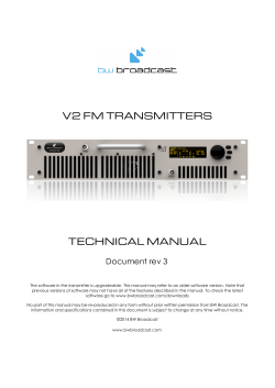 V2 FM TRANSMITTERS TECHNICAL MANUAL Document rev 3