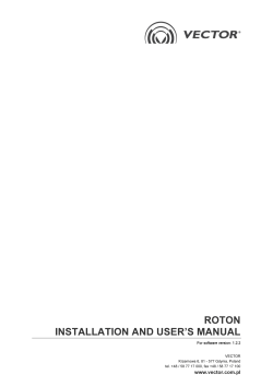 ROTON INSTALLATION AND USER’S MANUAL www.vector.com.pl