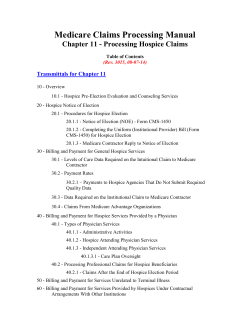 Medicare Claims Processing Manual Chapter 11 - Processing Hospice Claims