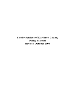 Family Services of Davidson County Policy Manual Revised October 2003