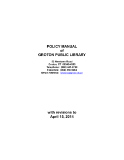 POLICY MANUAL of GROTON PUBLIC LIBRARY