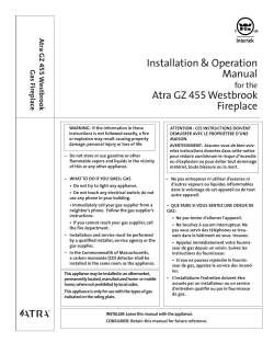 Installation &amp; Operation Manual Atra GZ 455 Westbrook Fireplace