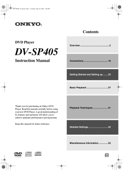 DV-SP405 Contents Instruction Manual DVD Player