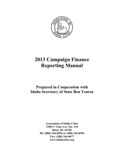 2013 Campaign Finance Reporting Manual  Prepared in Cooperation with