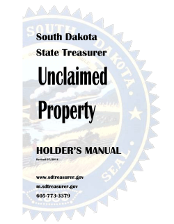 South Dakota State Treasurer HOLDER’S MANUAL
