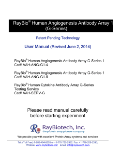 RayBio Human Angiogenesis Antibody Array 1 (G-Series) User Manual