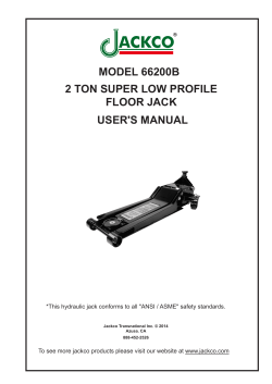 MODEL 66200B 2 TON SUPER LOW PROFILE FLOOR JACK USER'S MANUAL