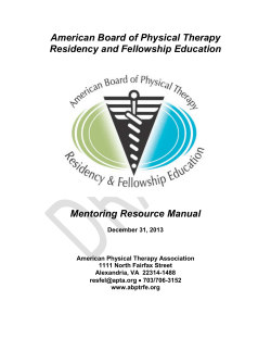 American Board of Physical Therapy Residency and Fellowship Education  Mentoring Resource Manual
