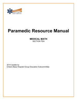 Paramedic Resource Manual MEDICAL MATH SECTION TEN