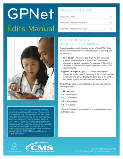 GPNet Edits Manual TABLE OF CONTENTS