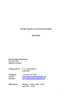 STUDY MANUAL DUTCH STUDIES  2014-2015