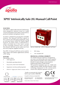 XP95 Intrinsically Safe (IS) Manual Call Point ®