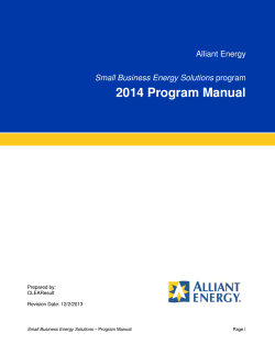 2014 Program Manual Alliant Energy  Small Business Energy Solutions