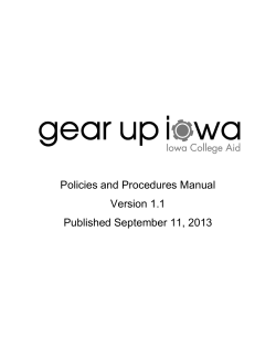 Policies and Procedures Manual Version 1.1 Published September 11, 2013