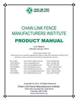 CHAIN LINK FENCE MANUFACTURERS INSTITUTE PRODUCT MANUAL CLF-PM0610