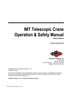 IMT Telescopic Crane Operation &amp; Safety Manual  Manual # 99905190