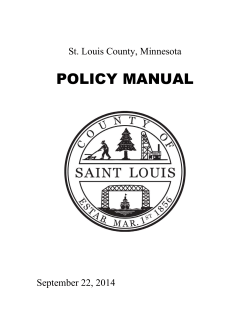 POLICY MANUAL  St. Louis County, Minnesota September 22, 2014