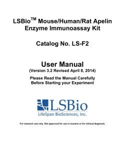 User Manual LSBio Mouse/Human/Rat Apelin Enzyme Immunoassay Kit