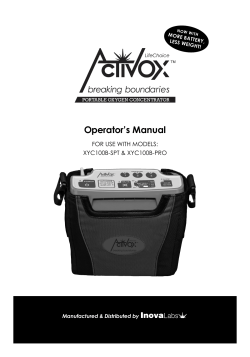 Operator’s Manual For Use with models: XYC100B-sPt &amp; XYC100B-Pro Manufactured &amp; Distributed by