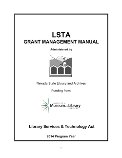 LSTA GRANT MANAGEMENT MANUAL  Library Services &amp; Technology Act