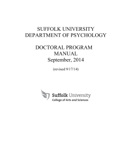 SUFFOLK UNIVERSITY DEPARTMENT OF PSYCHOLOGY DOCTORAL PROGRAM