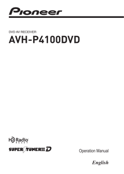 AVH-P4100DVD English Operation Manual DVD AV RECEIVER