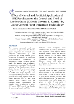 Effect	of	Manual	and	Artificial	Application	of NPK	Fertilizers	on	the	Growth	and	Yield	of Rhodes	Grass	(Chloris	Gayana	L.	Kunth.)	by