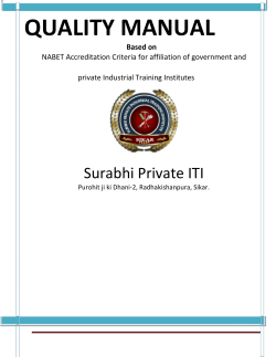 QUALITY MANUAL Surabhi Private ITI Based on