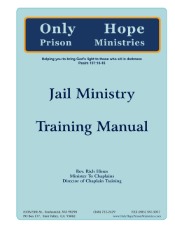 Jail Ministry Training Manual Only Hope Prison Ministries